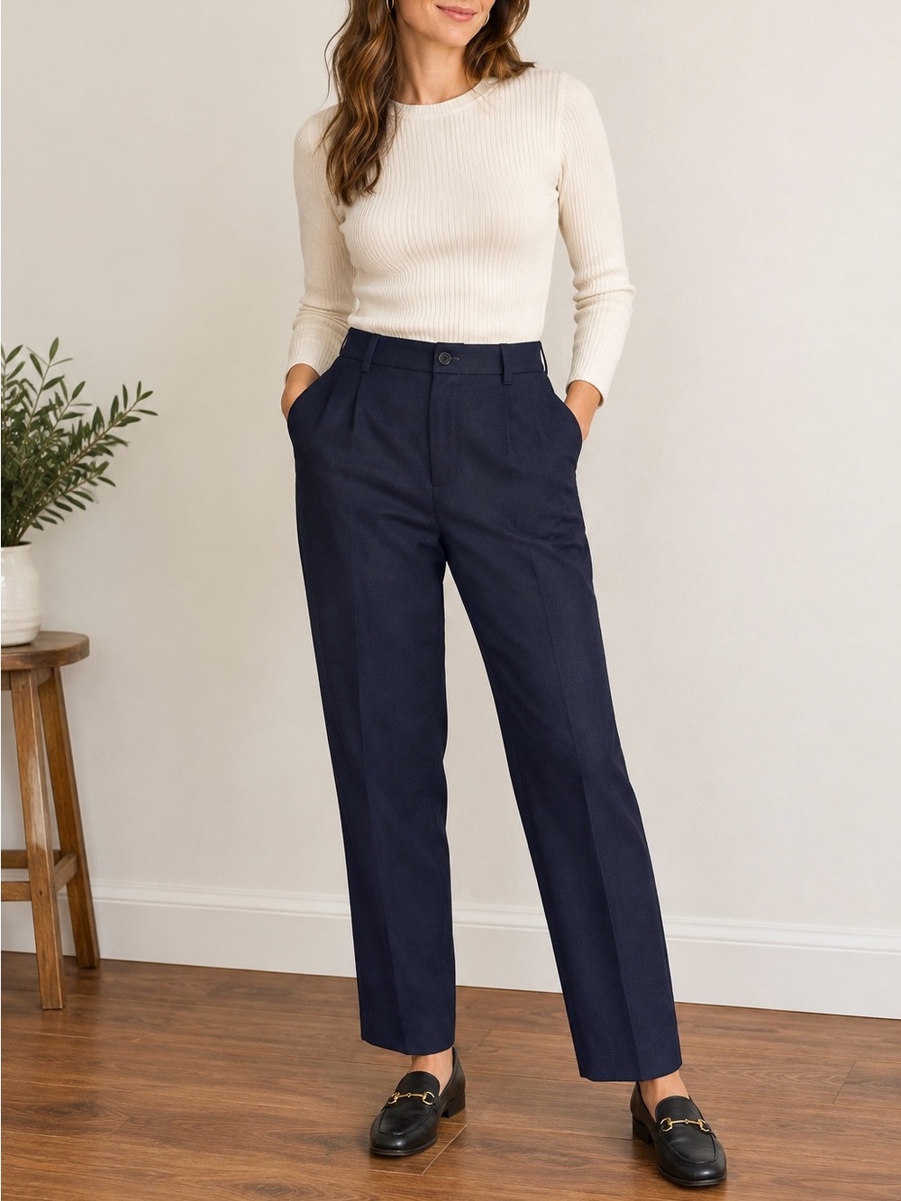 Vintage Pendleton 100% Virgin Wool Fully lined Pants Trousers Size 14W Navy